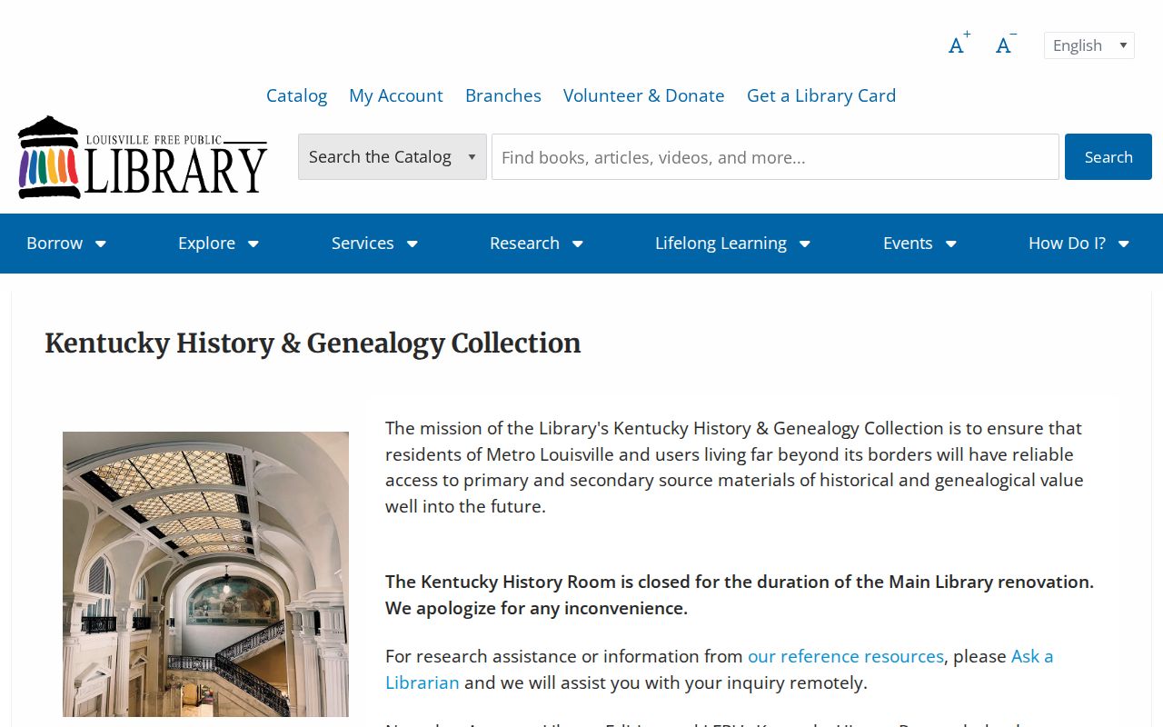 Jeffersontown city directory research resources at LFPL
