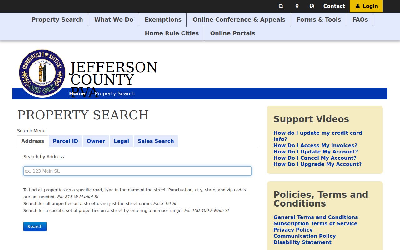 Jeffersontown residents directory Jefferson County PVA search