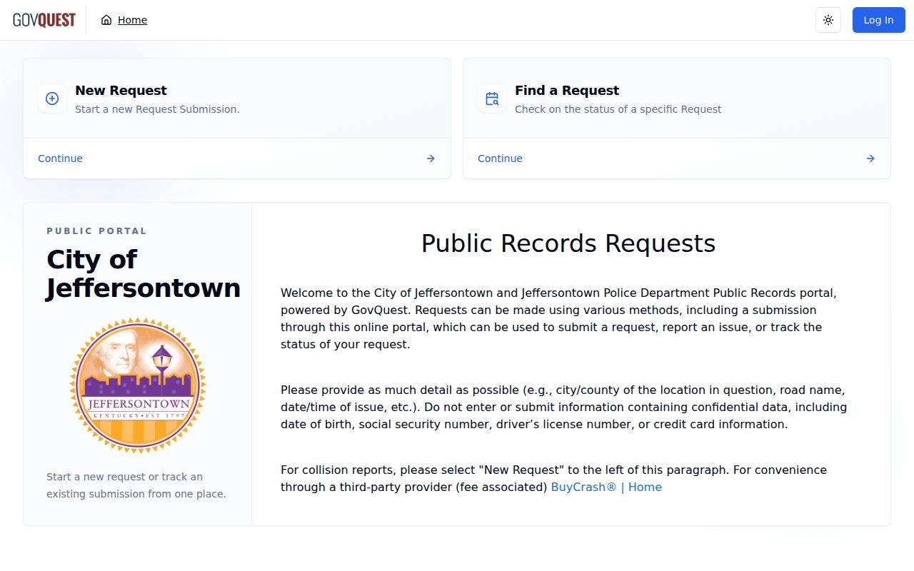 Jeffersontown residents directory city open records portal
