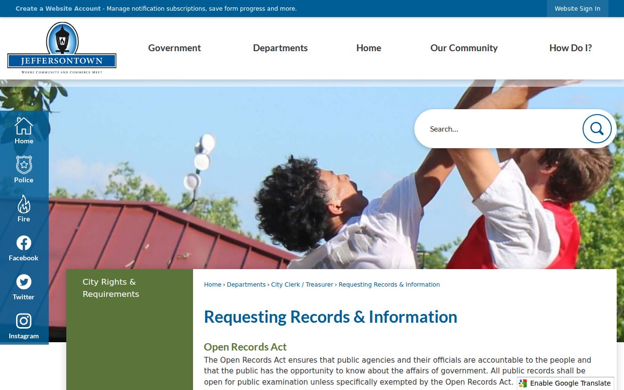 Jeffersontown neighbors city records request instructions