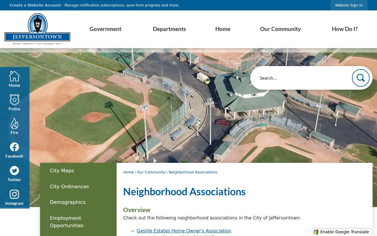 Jeffersontown neighbors list of official neighborhood associations