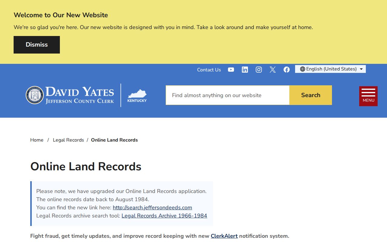 Jefferson County online land records coverage information
